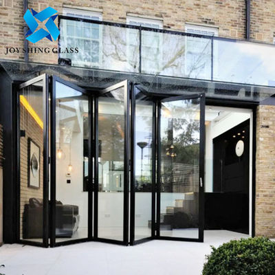 Puertas de aluminio de corte térmico de doble plegado Balcón Puerta de vidrio insonorizado