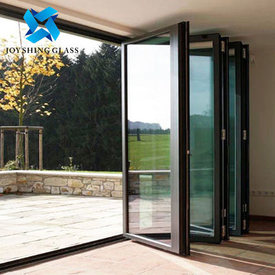Puertas plegables de doble acristalamiento de aluminio Balcón Puertas de vidrio de aluminio